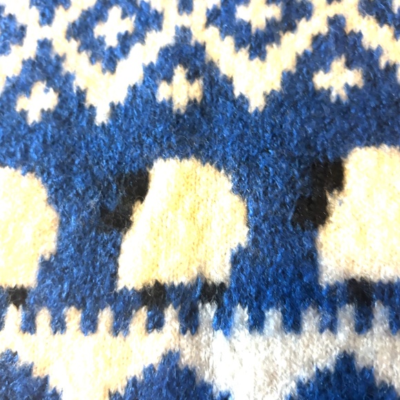 H&M blue and white cute sheep touch of wool jacquard knit sweater NWT - Picture 4 of 9